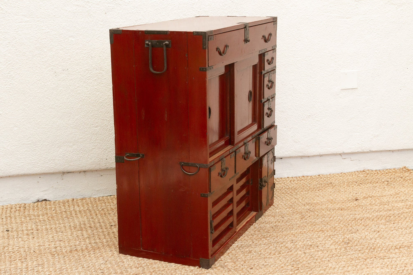 Antique Red Japanese Tansu Storage Cabinet