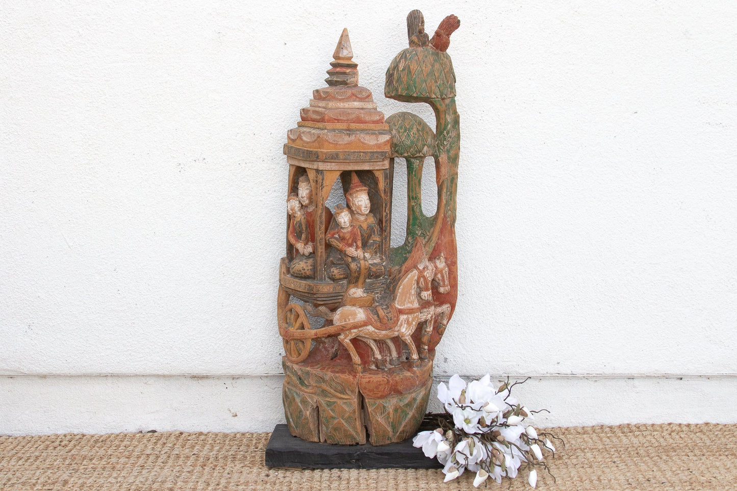 Antique Thai Architectural Carving - Divine Procession