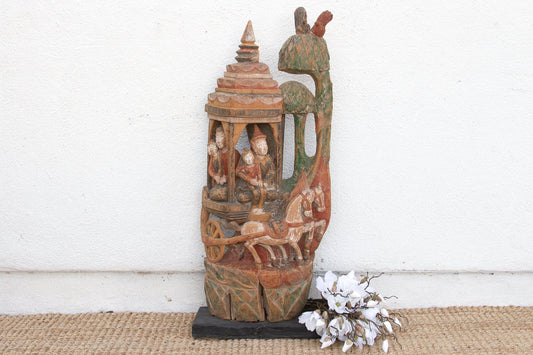 Antique Thai Architectural Carving - Divine Procession