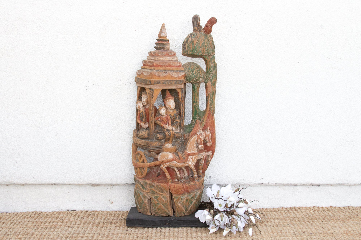 Antique Thai Architectural Carving - Divine Procession