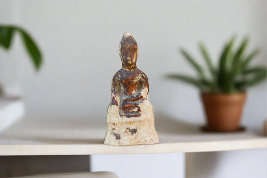 19th Century Antique Small Burmese Clay Buddha