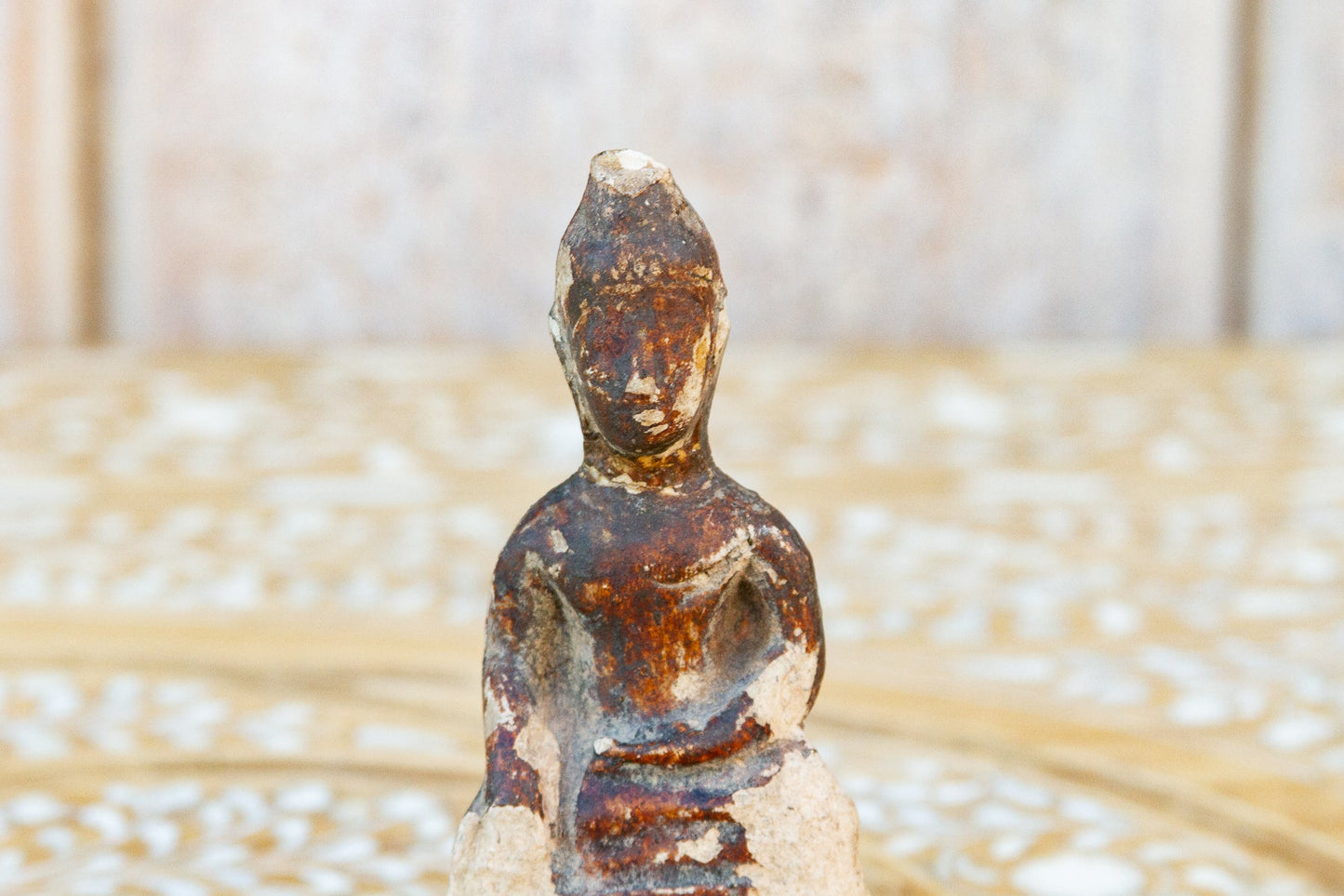 19th Century Antique Small Burmese Clay Buddha