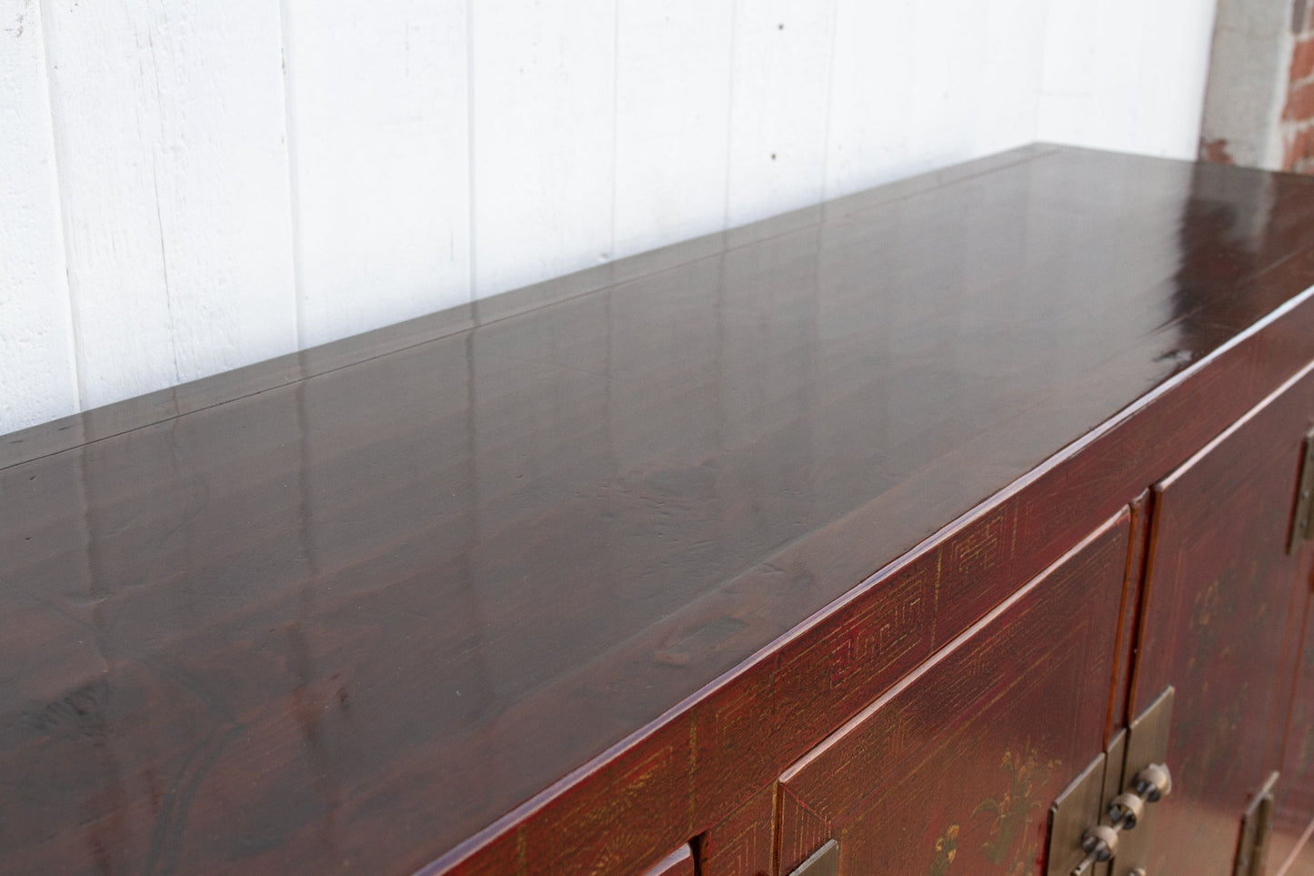 Beautifully Painted Antique Chinese Floral Credenza
