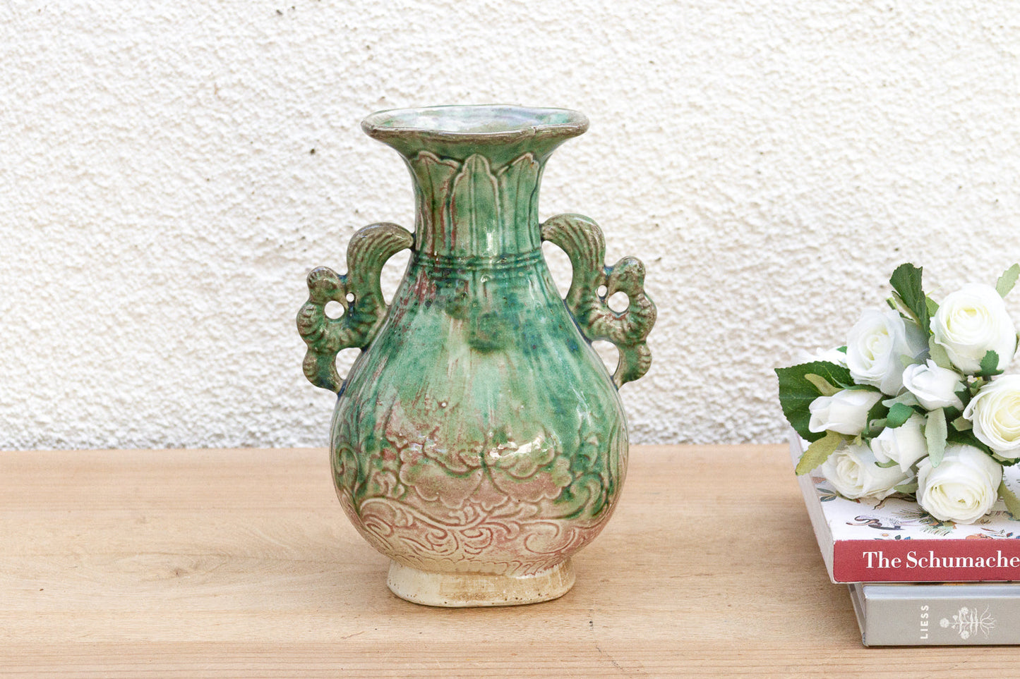 Antique Chinese Dragon Handle Ceremonial Vase