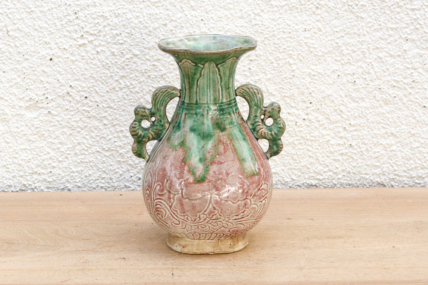 Antique Chinese Dragon Handle Ceremonial Vase