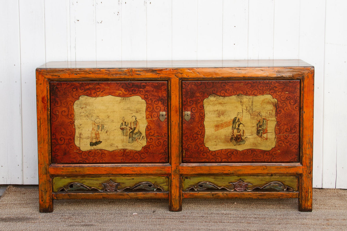 Jasper Vintage Orange Painted Mongolian Sideboard
