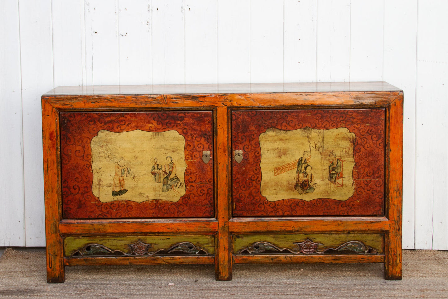 Jasper Vintage Orange Painted Mongolian Sideboard