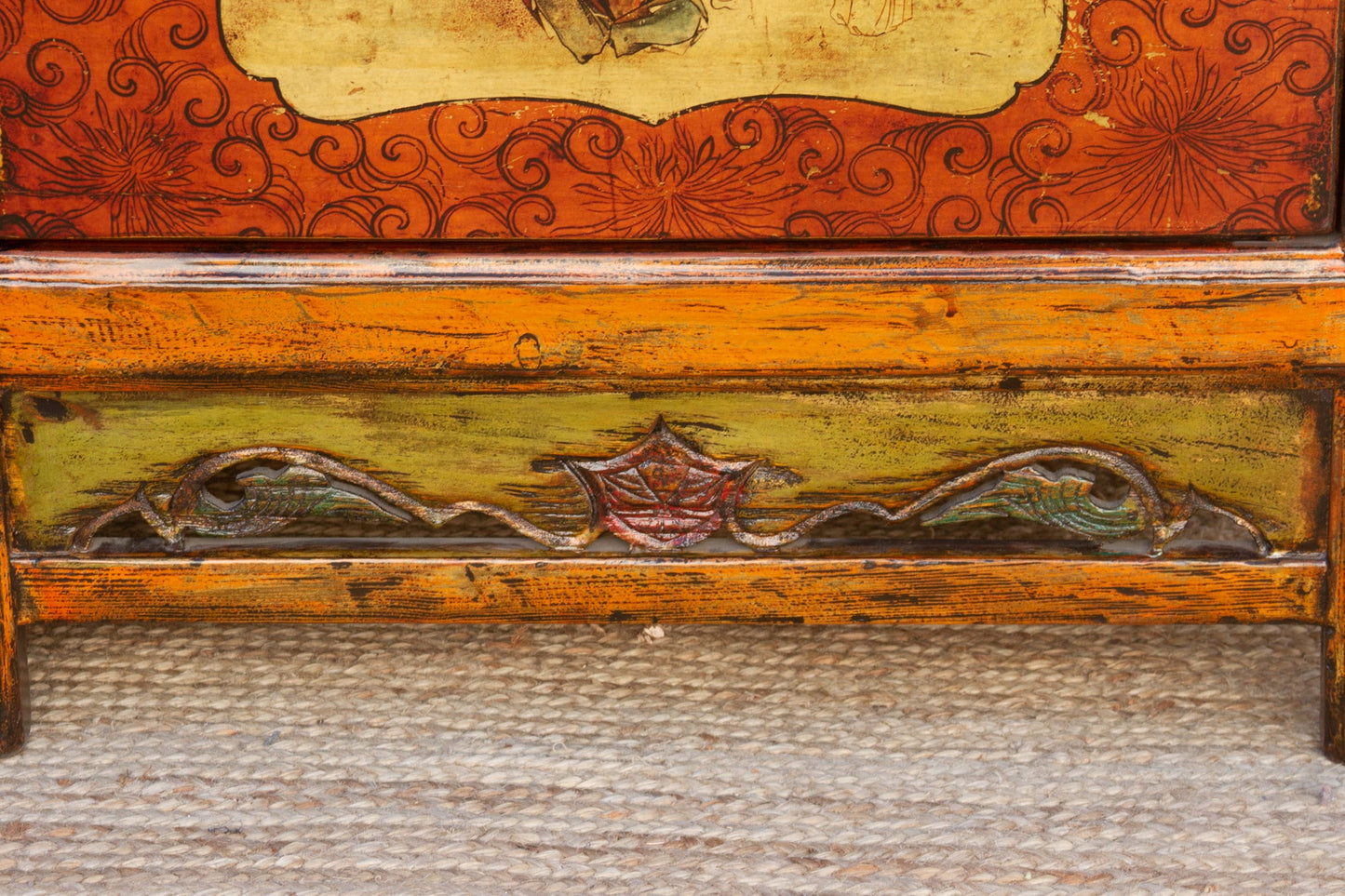 Jasper Vintage Orange Painted Mongolian Sideboard