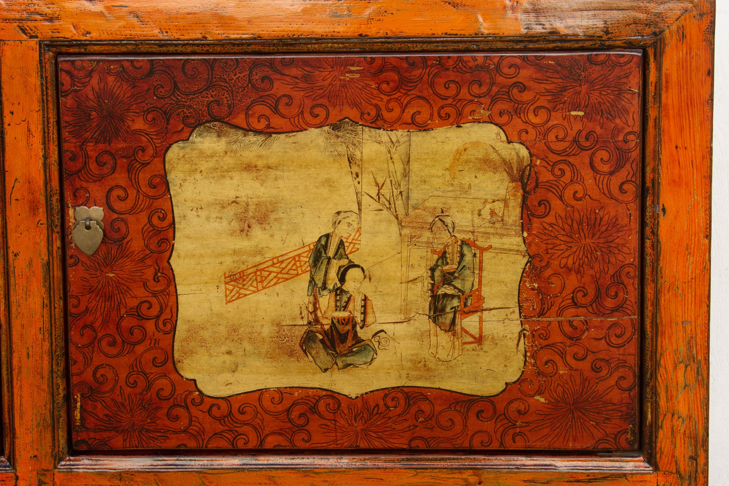 Jasper Vintage Orange Painted Mongolian Sideboard
