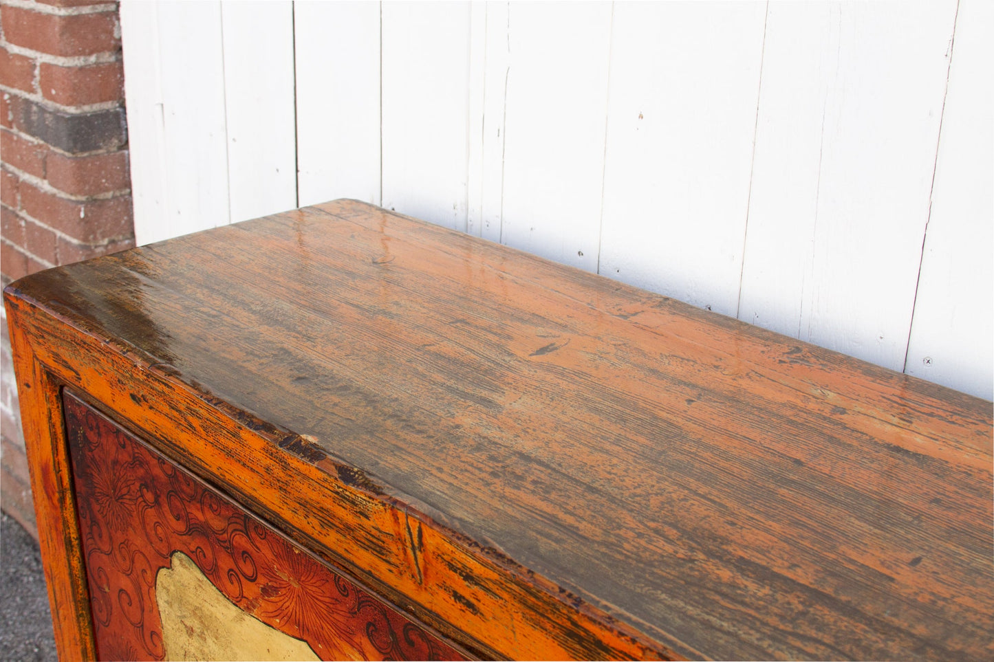 Jasper Vintage Orange Painted Mongolian Sideboard