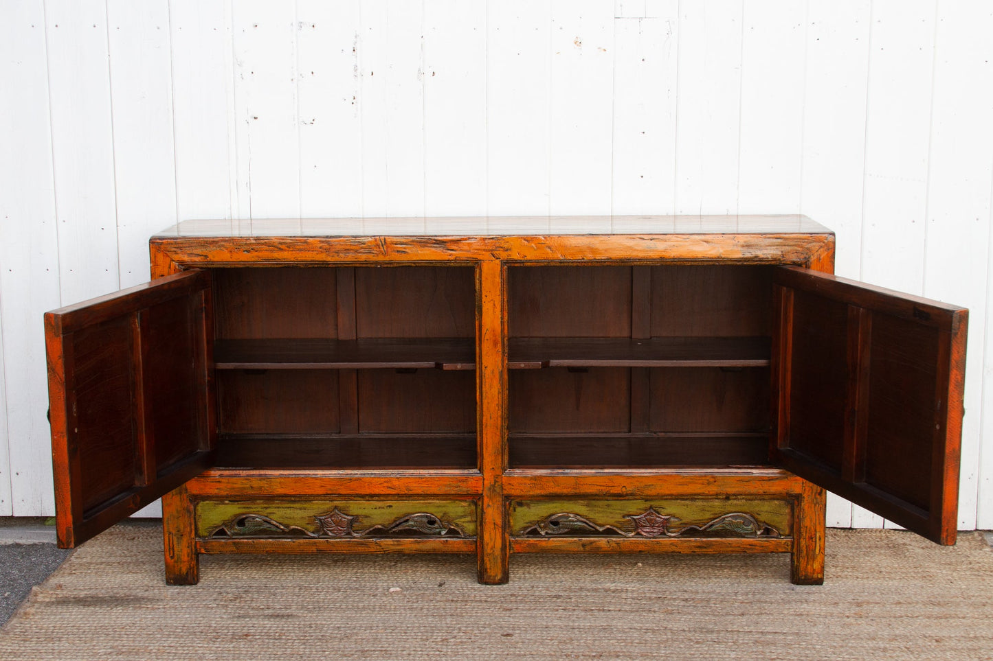 Jasper Vintage Orange Painted Mongolian Sideboard