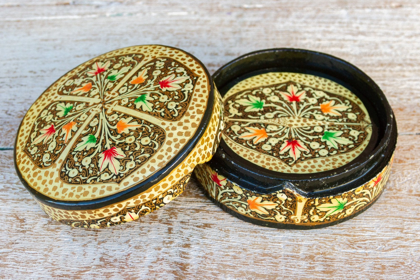 Kashmiri Lacquered Coaster Set