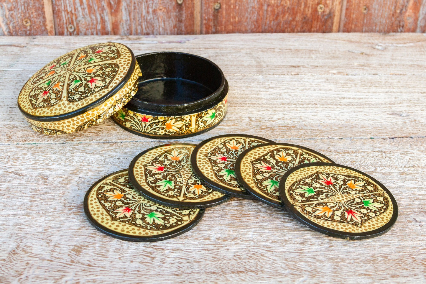 Kashmiri Lacquered Coaster Set