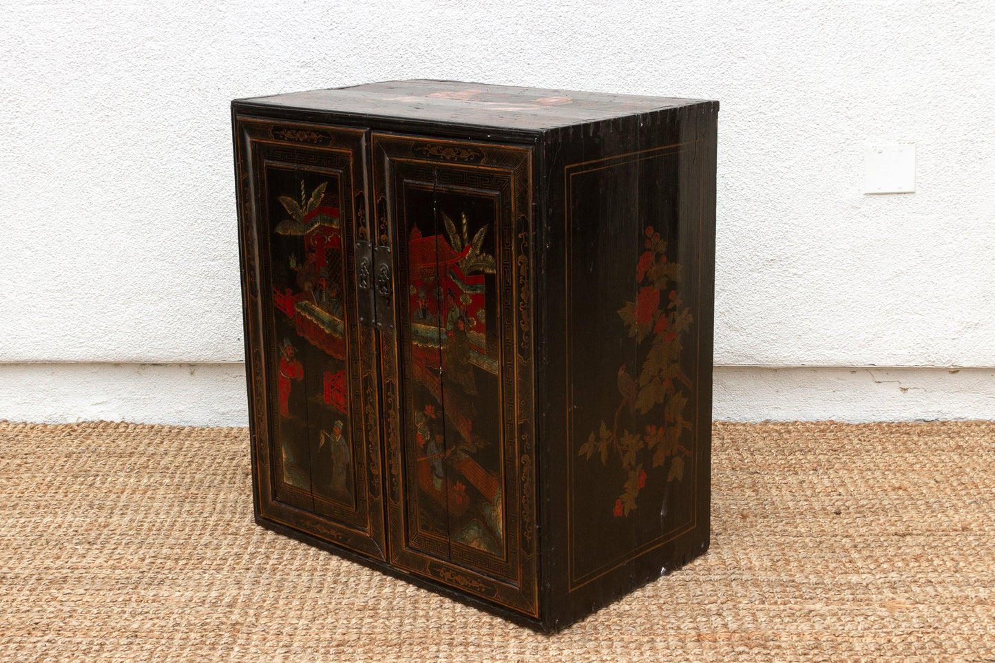 Antique Dramatic Painted Chinese Cabinet