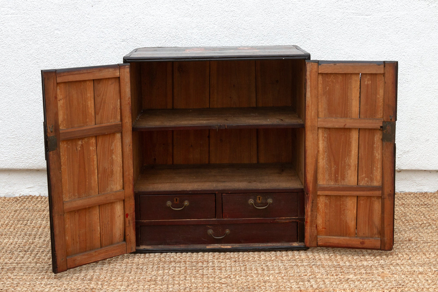 Antique Dramatic Painted Chinese Cabinet