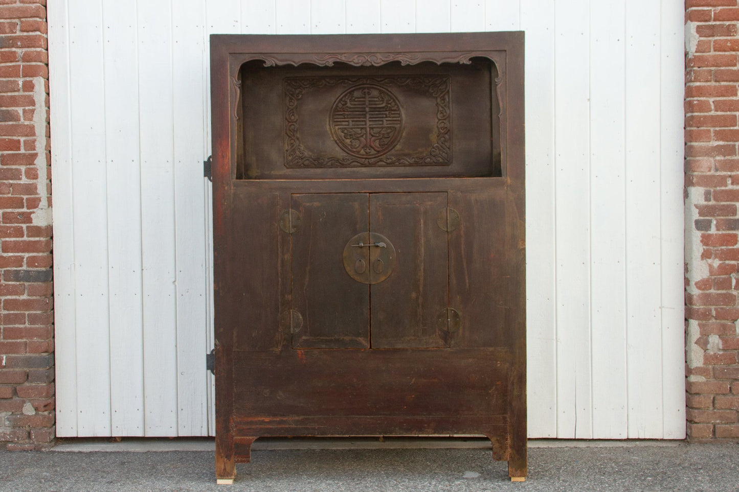 Antique Painted Chinese Tall Altar Cabinet