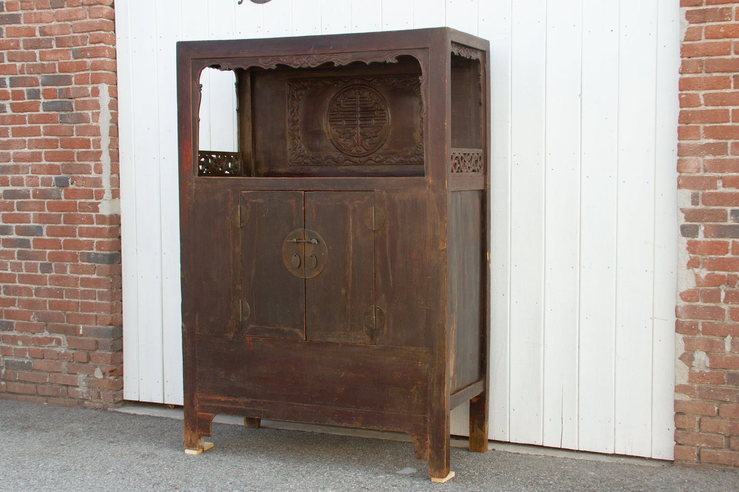 Antique Painted Chinese Tall Altar Cabinet