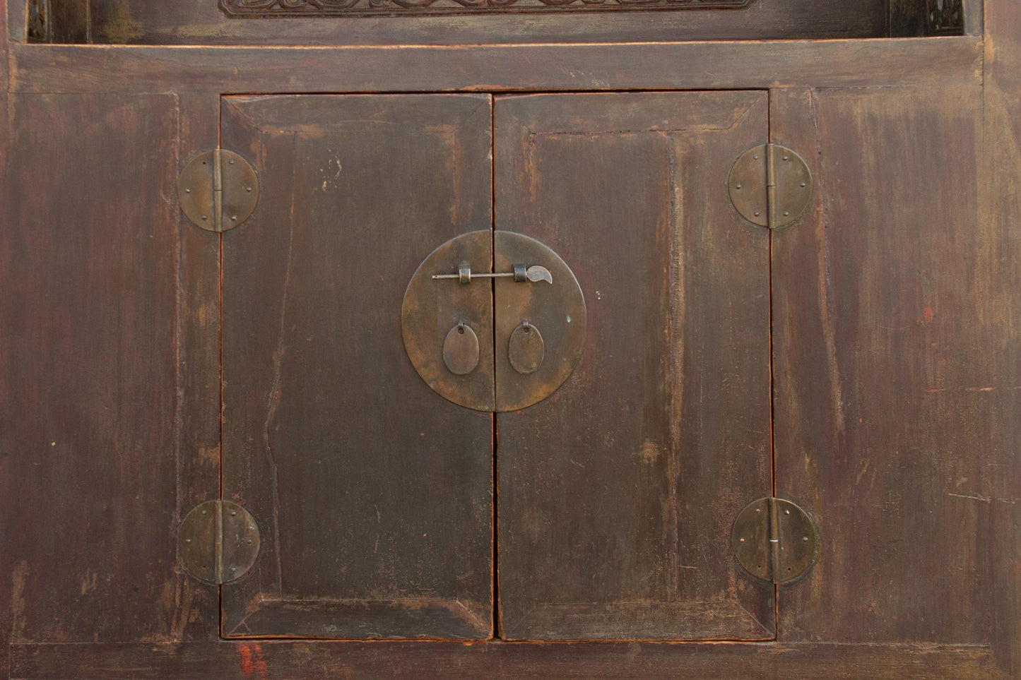 Antique Painted Chinese Tall Altar Cabinet