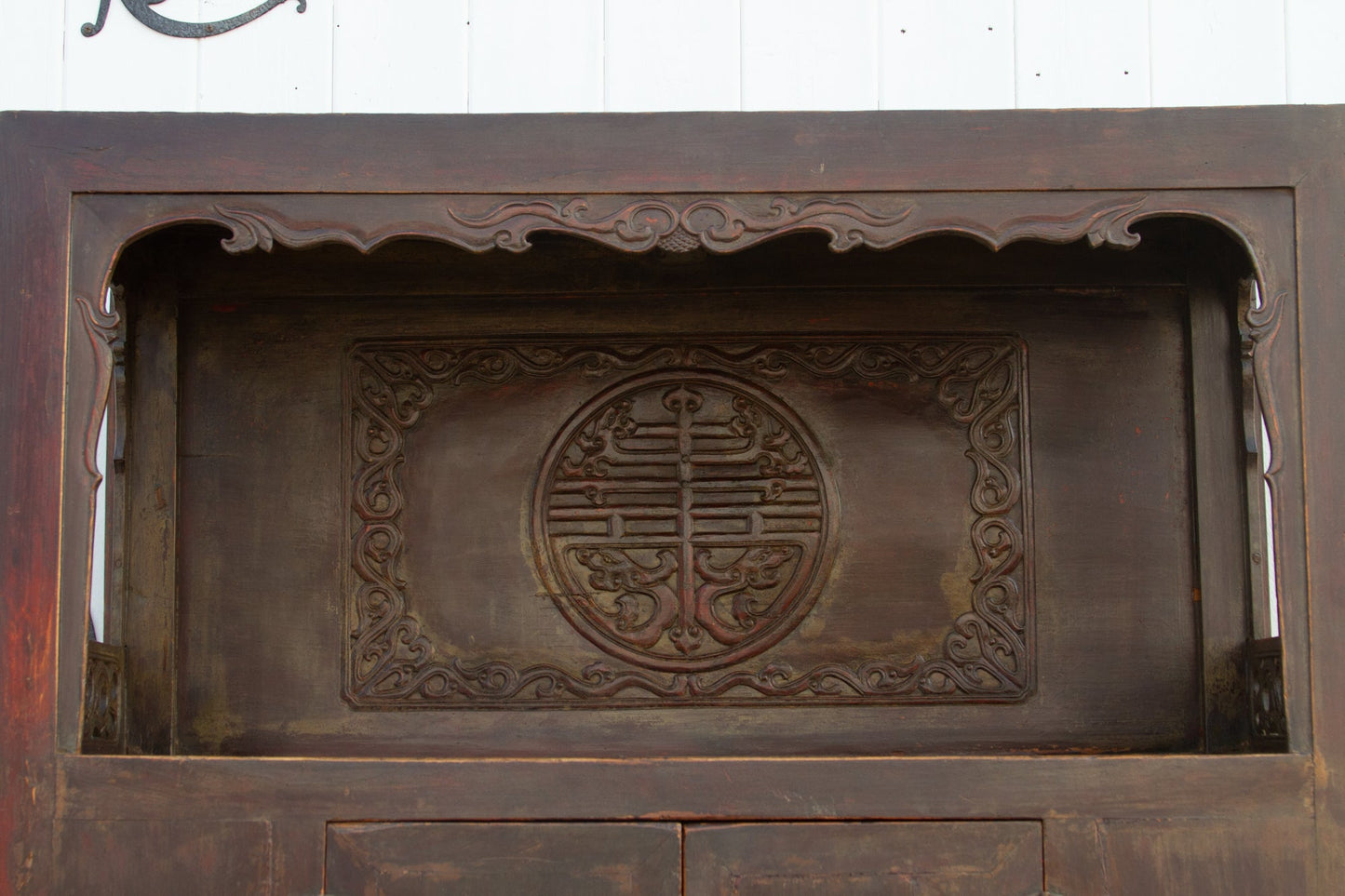 Antique Painted Chinese Tall Altar Cabinet
