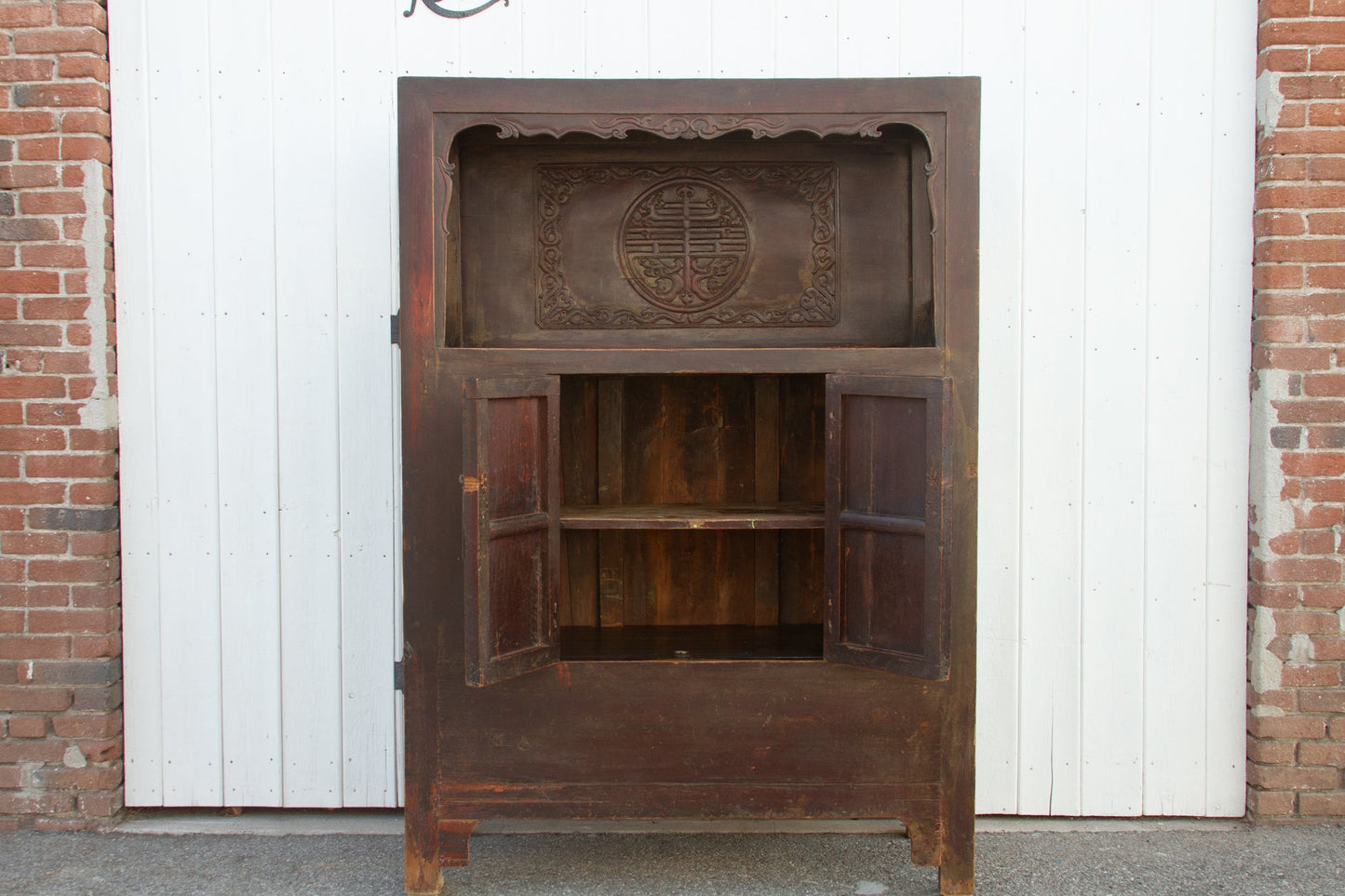 Antique Painted Chinese Tall Altar Cabinet