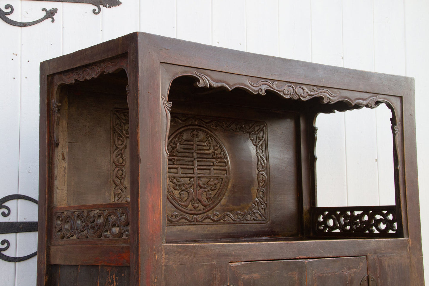 Antique Painted Chinese Tall Altar Cabinet