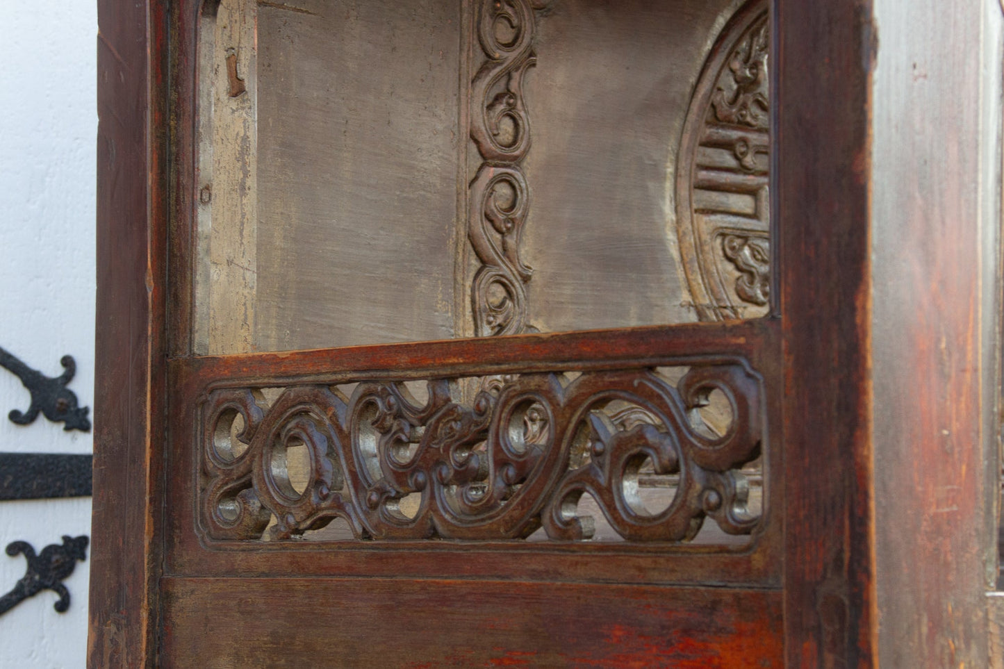 Antique Painted Chinese Tall Altar Cabinet
