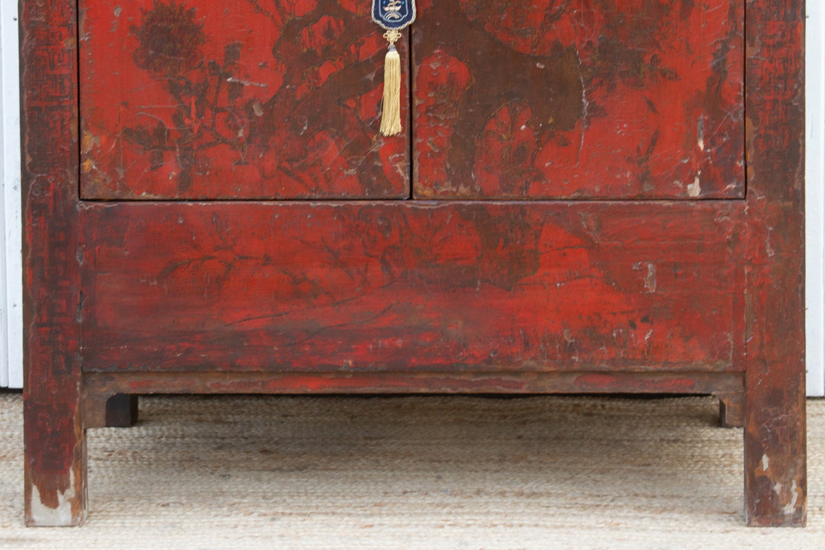 Antique Painted Chinoiserie Armoire Cabinet