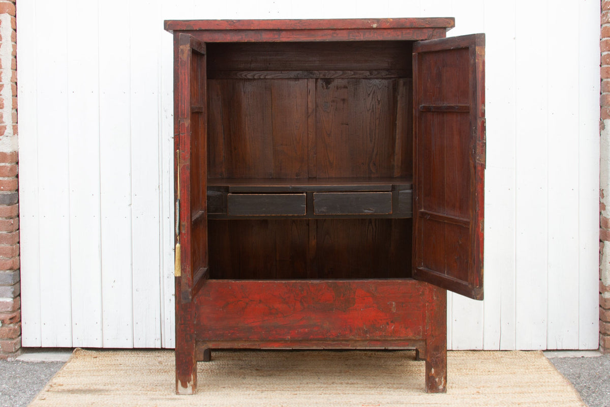 Antique Painted Chinoiserie Armoire Cabinet