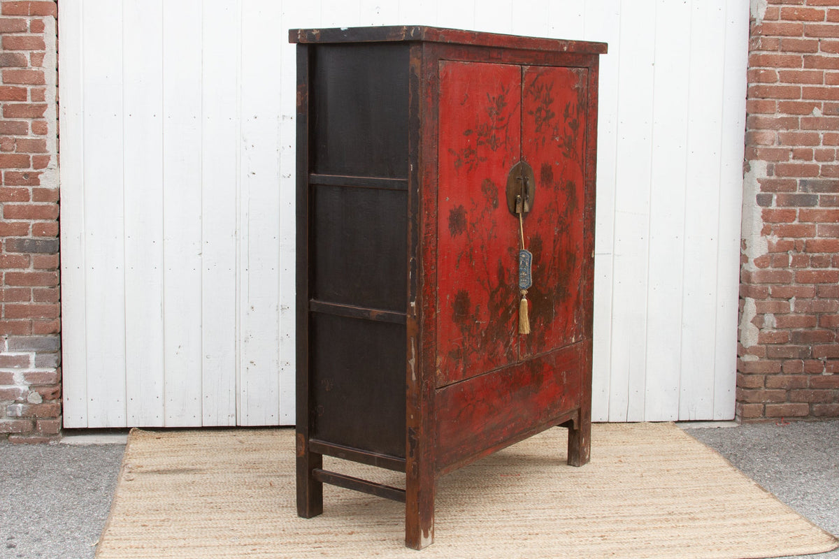 Antique Painted Chinoiserie Armoire Cabinet
