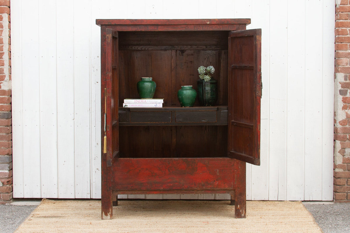 Antique Painted Chinoiserie Armoire Cabinet