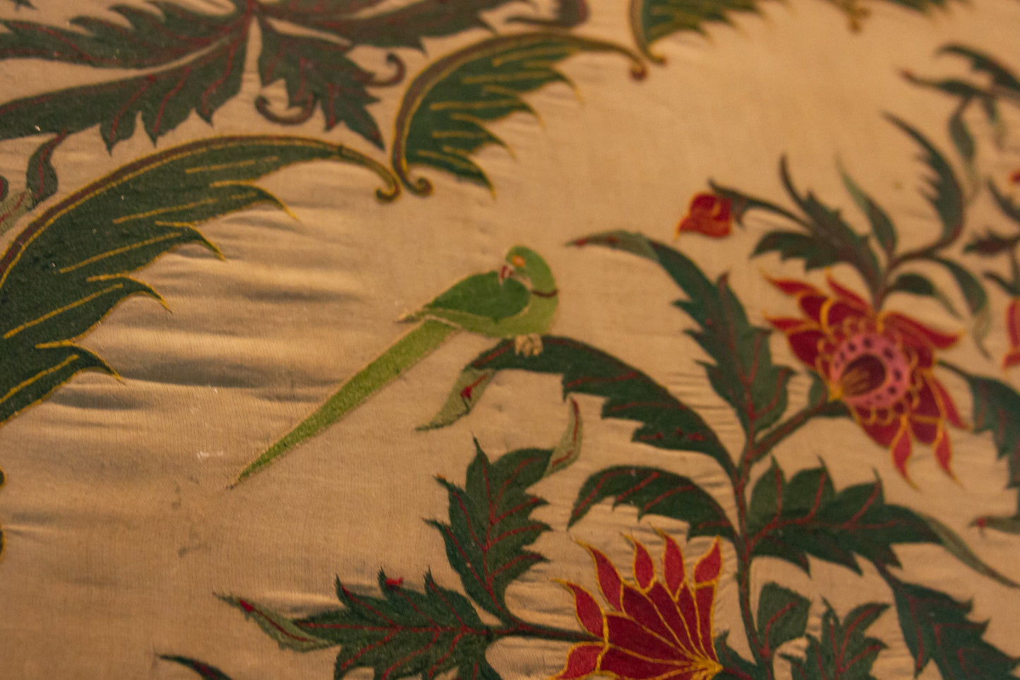 Antique Indian Mughal Framed Embroidered Wall Art