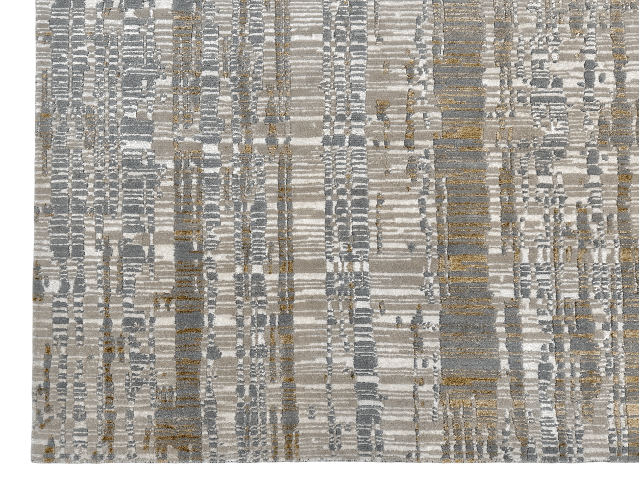 Contemporary Carved Tibetan 9x12 (ivory/gold/gray) Rug
