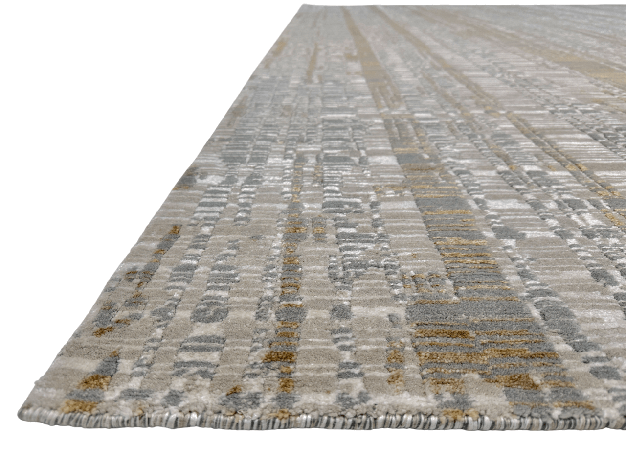 Contemporary Carved Tibetan 9x12 (ivory/gold/gray) Rug
