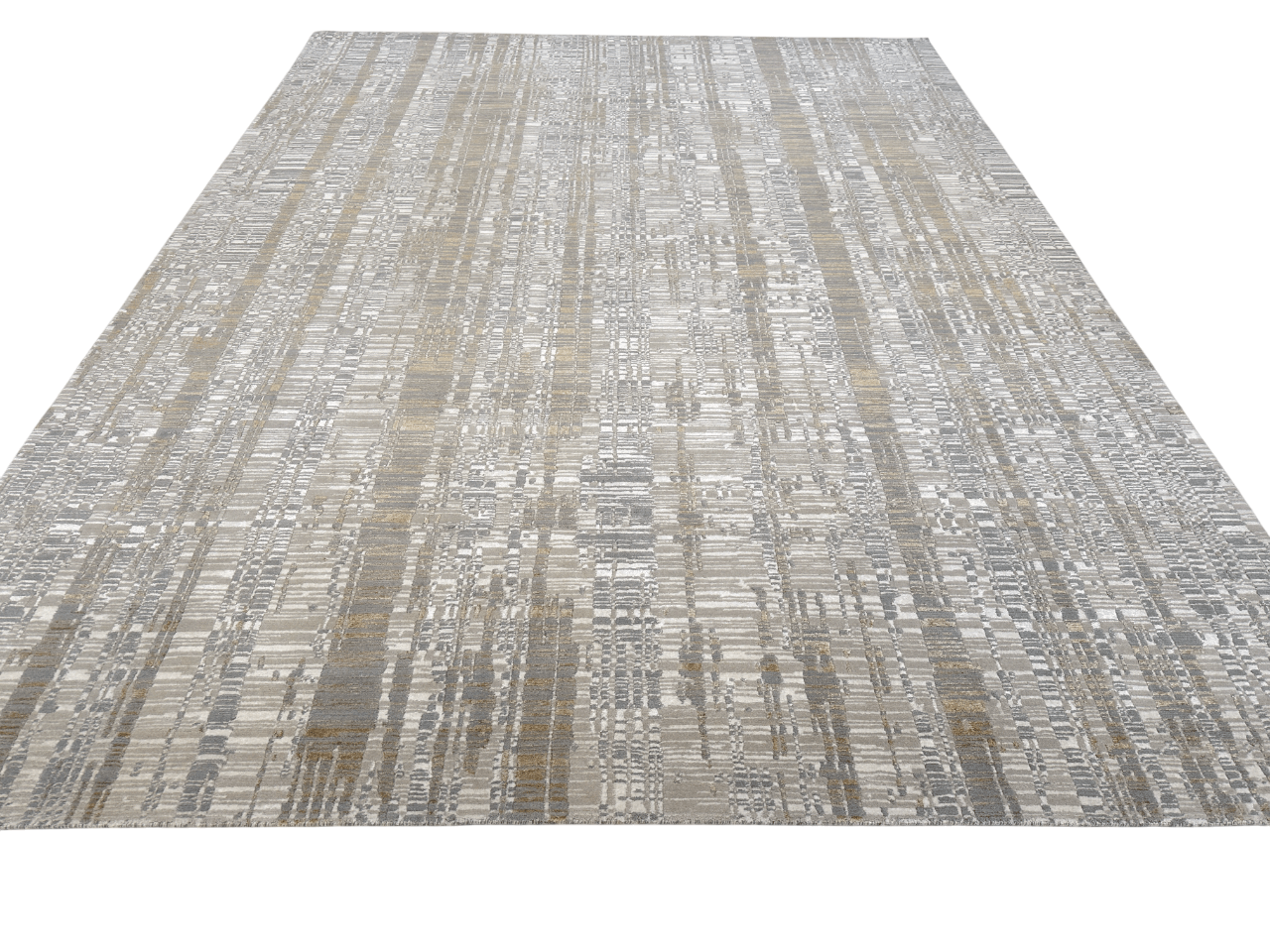 Contemporary Carved Tibetan 9x12 (ivory/gold/gray) Rug
