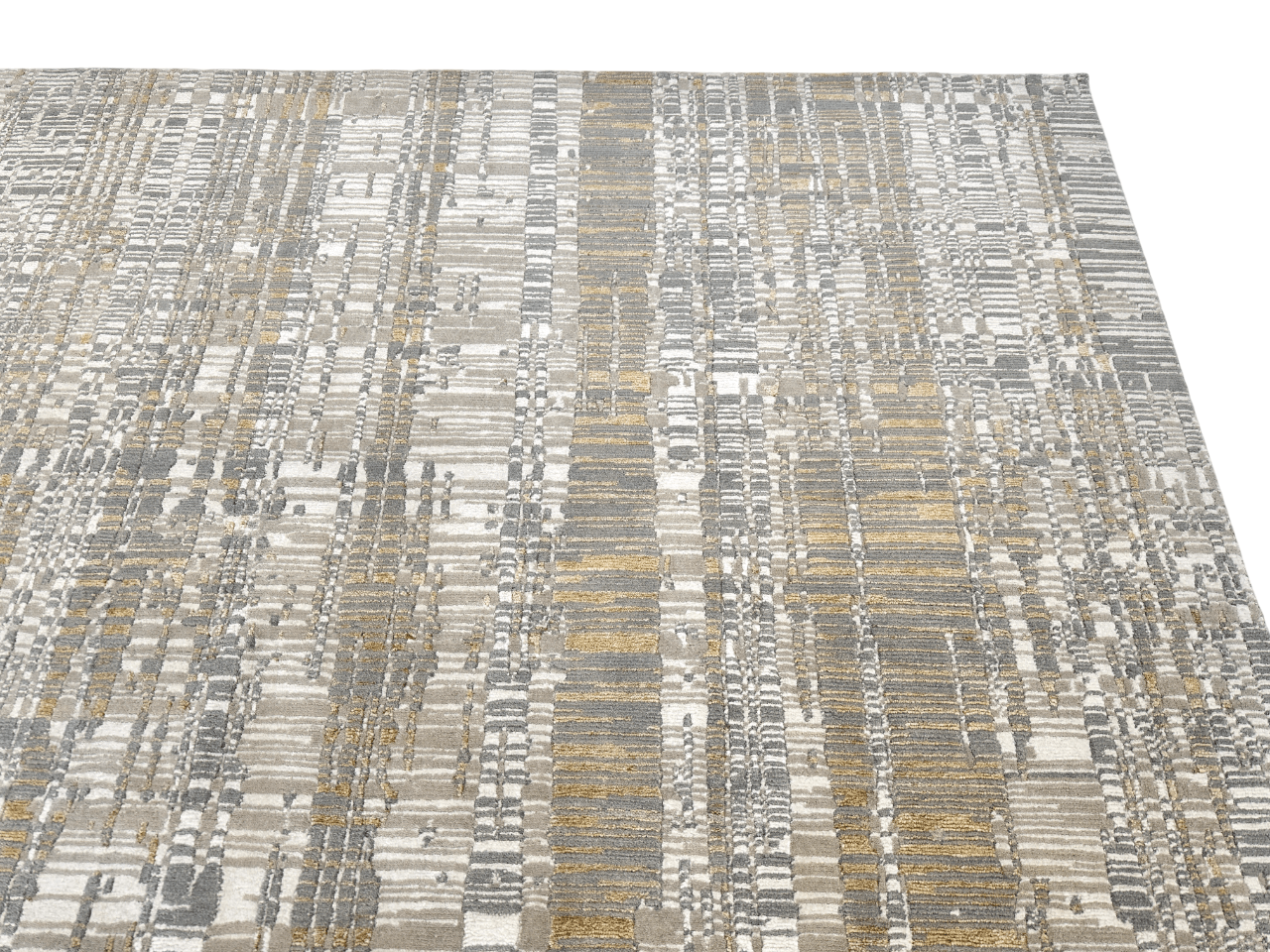 Contemporary Carved Tibetan 9x12 (ivory/gold/gray) Rug