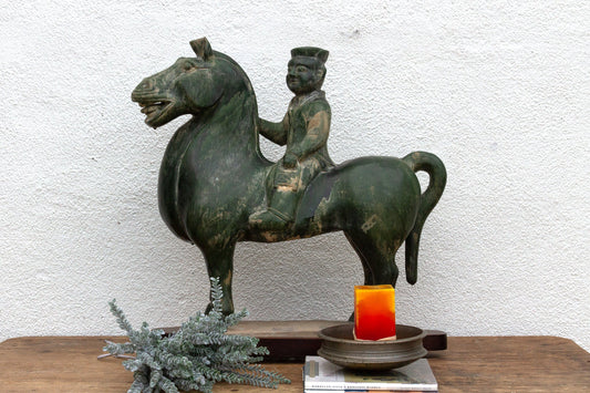 Large Vintage Tang Dynasty Style Horse & Rider