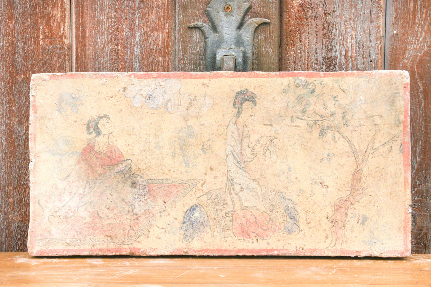 Peaceful Hand Painted Vintage Liao Dynasty Style Mural Tile