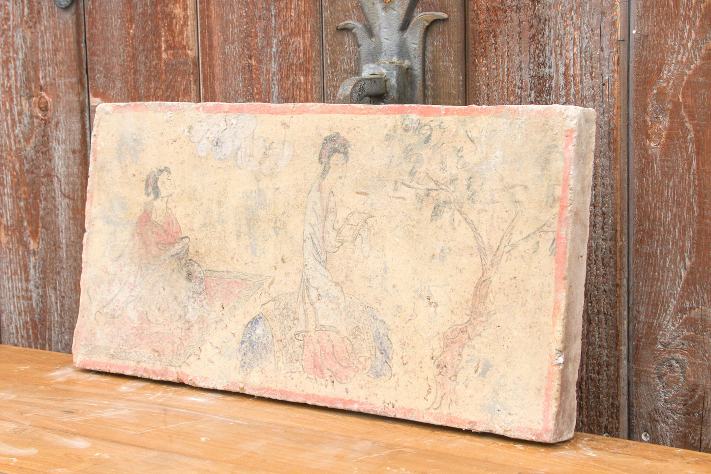Peaceful Hand Painted Vintage Liao Dynasty Style Mural Tile