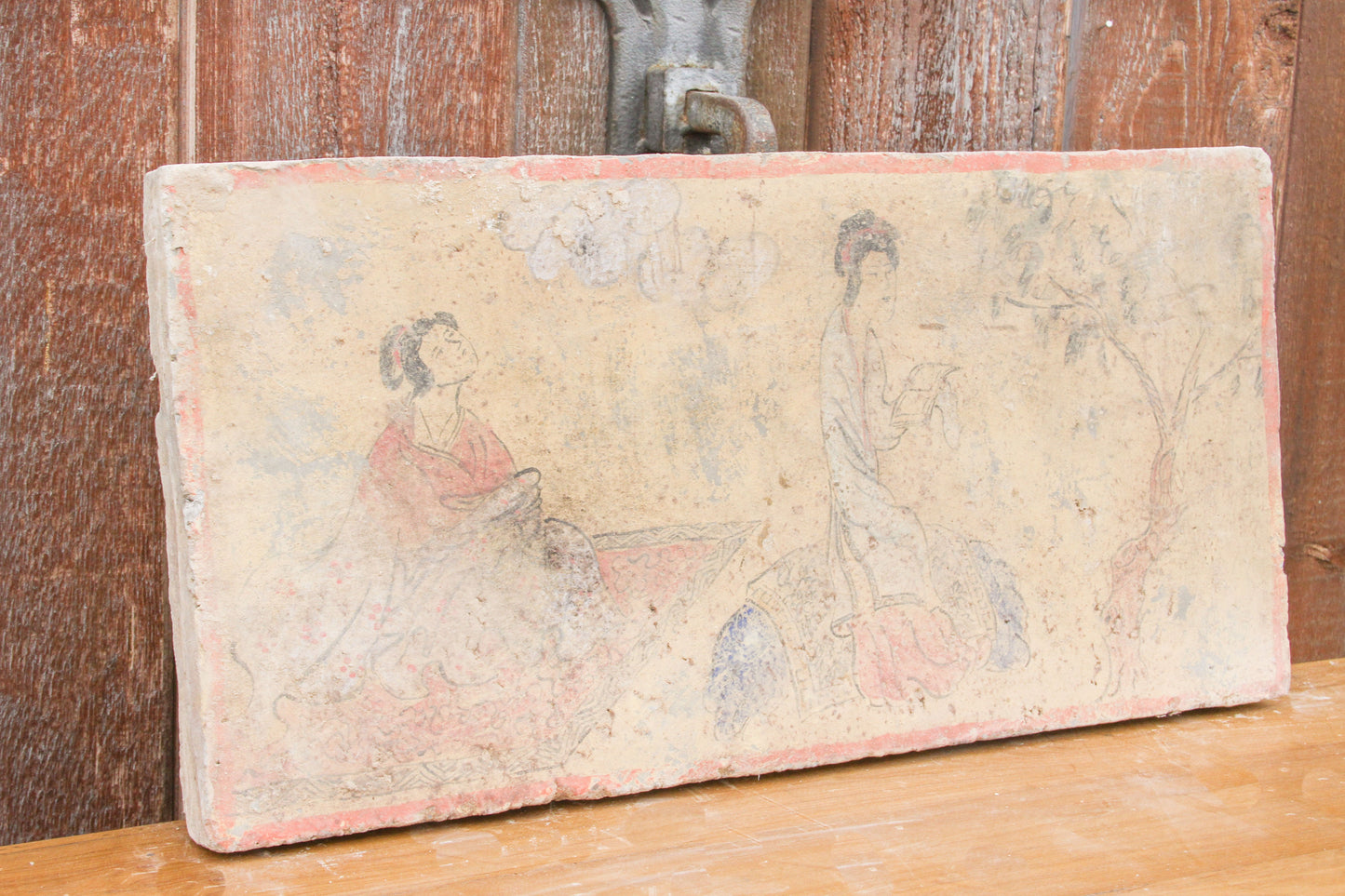 Peaceful Hand Painted Vintage Liao Dynasty Style Mural Tile