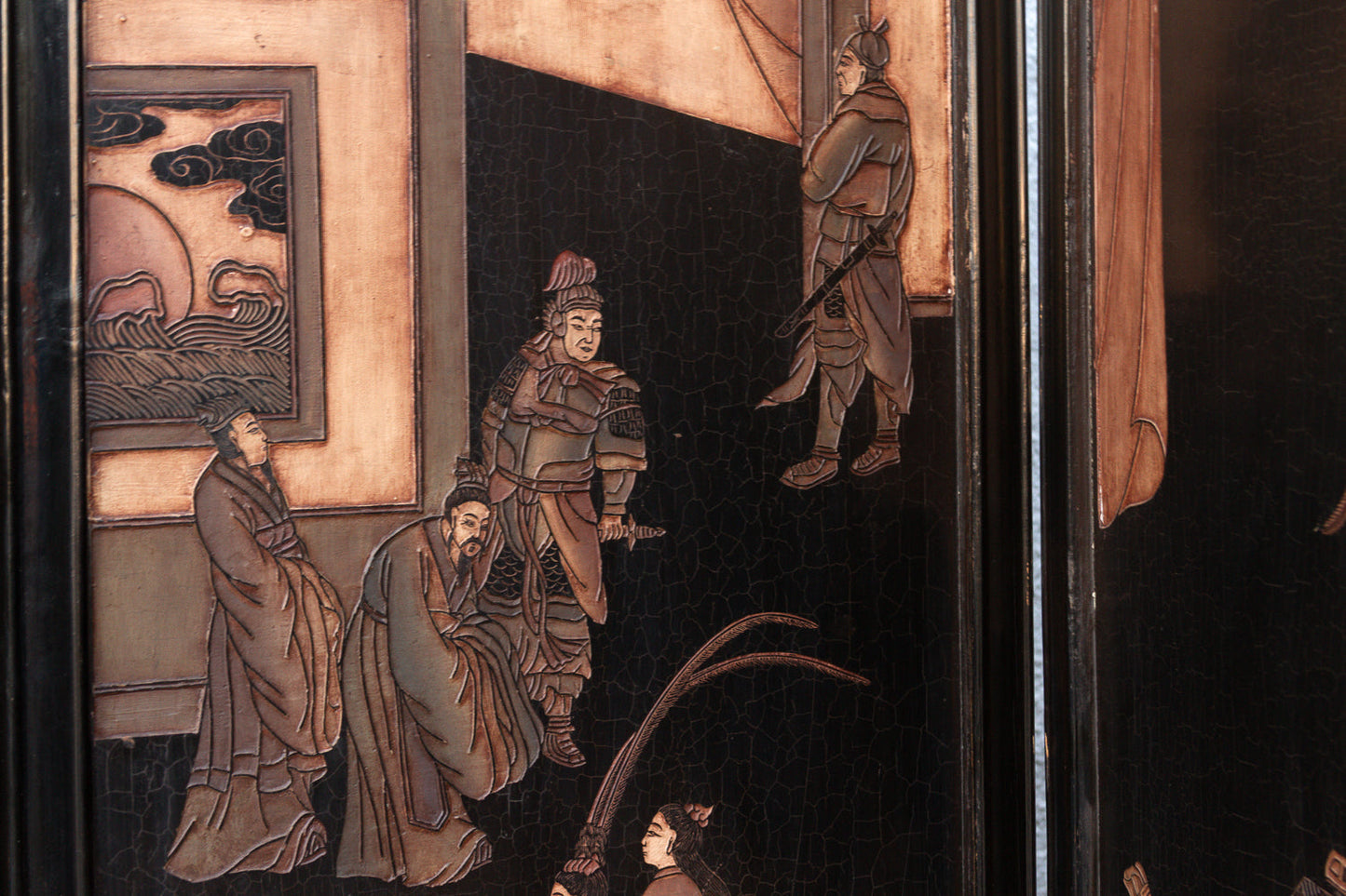 Antique Monumental Black & Gold 10-Panel Coromandel Screen