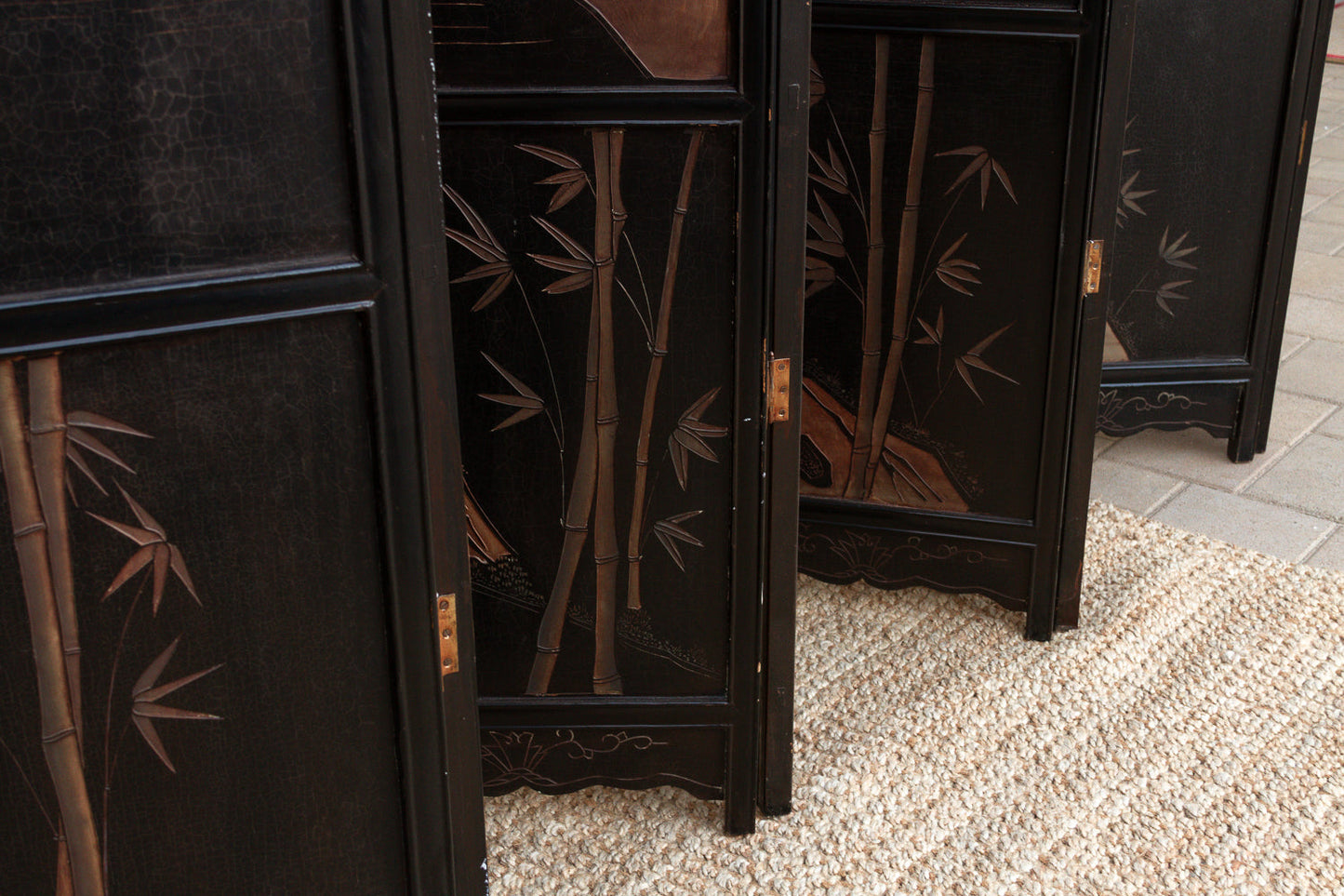 Antique Monumental Black & Gold 10-Panel Coromandel Screen