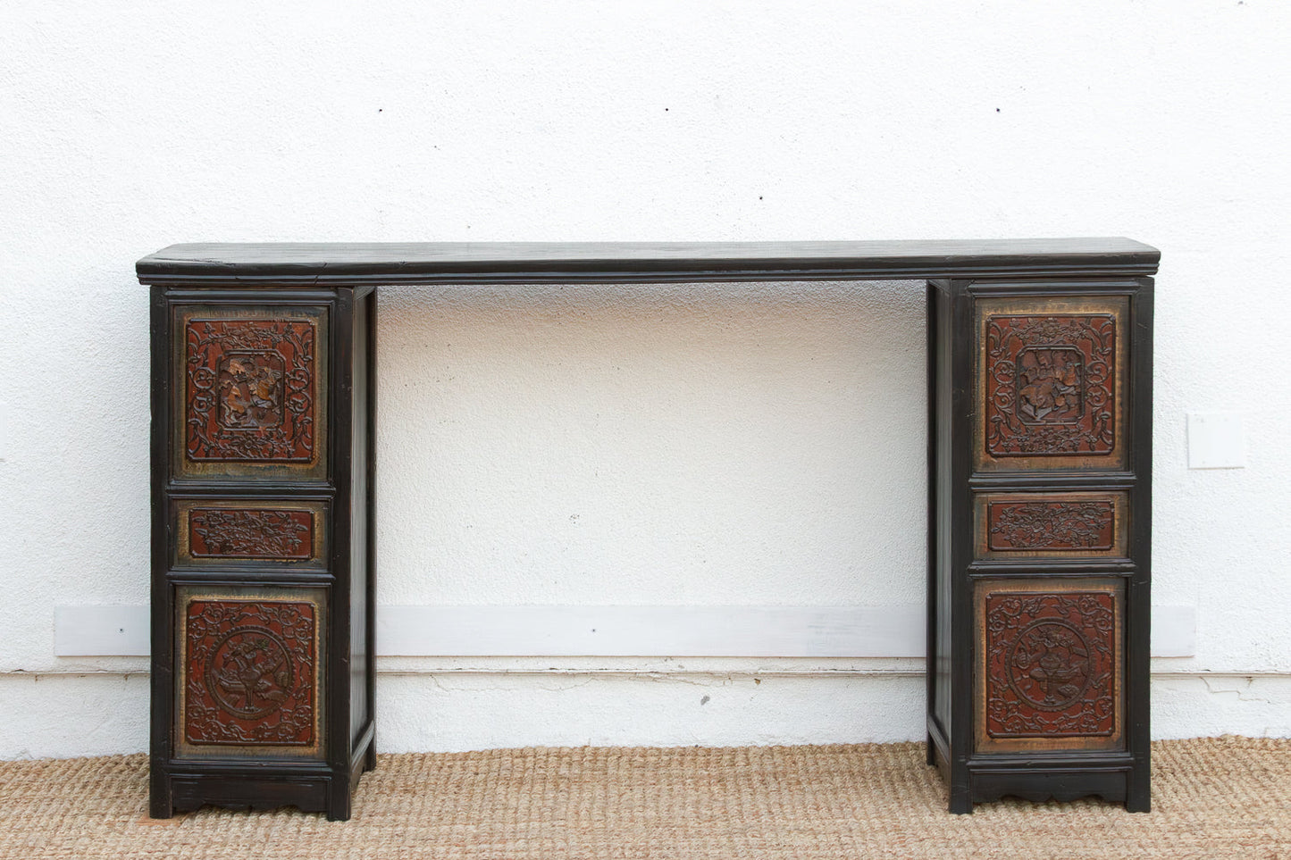 6' Long Antique Ming Style Black Lacquer Altar Table