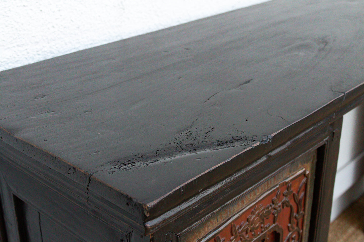 6' Long Antique Ming Style Black Lacquer Altar Table