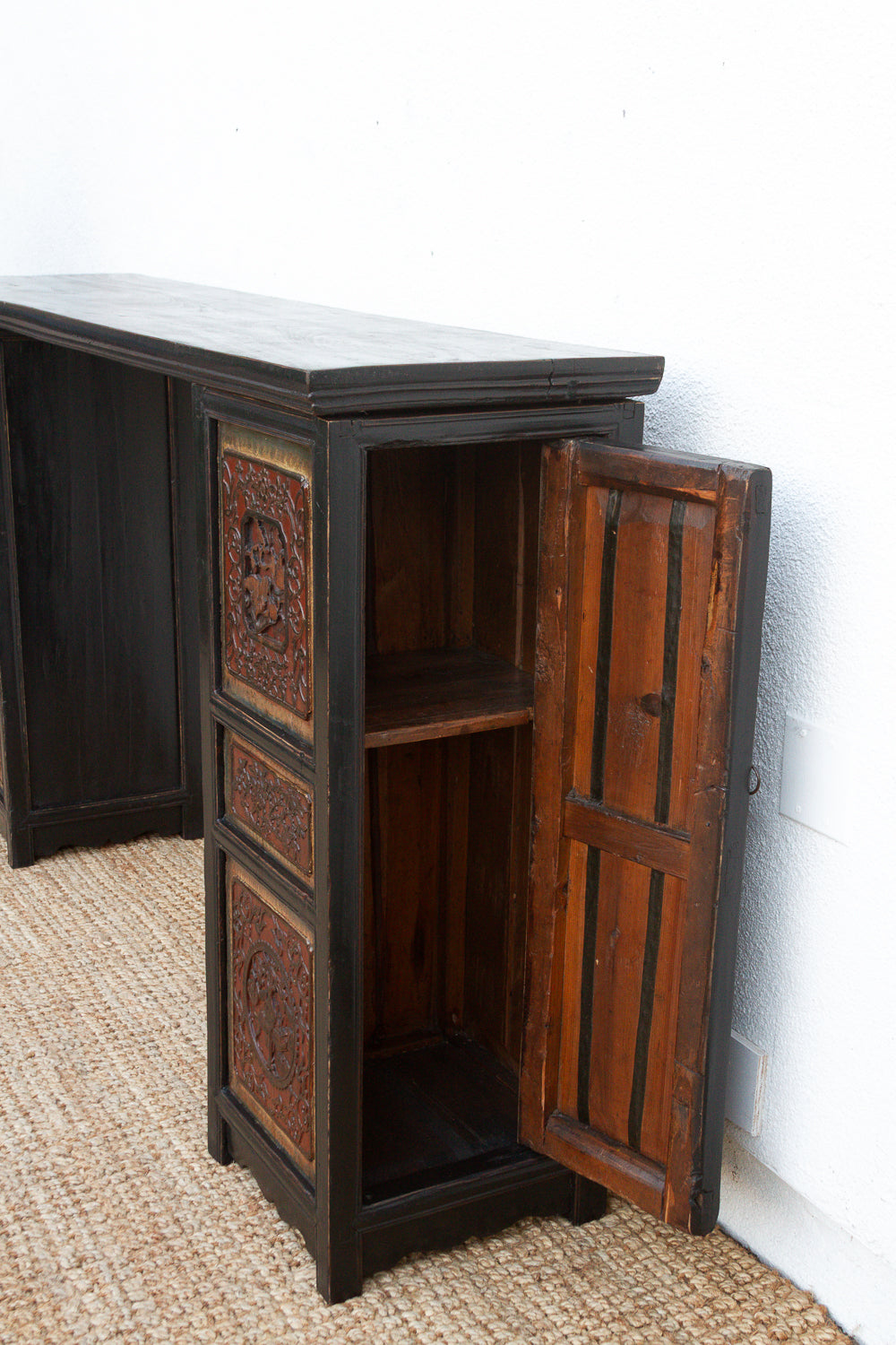 6' Long Antique Ming Style Black Lacquer Altar Table