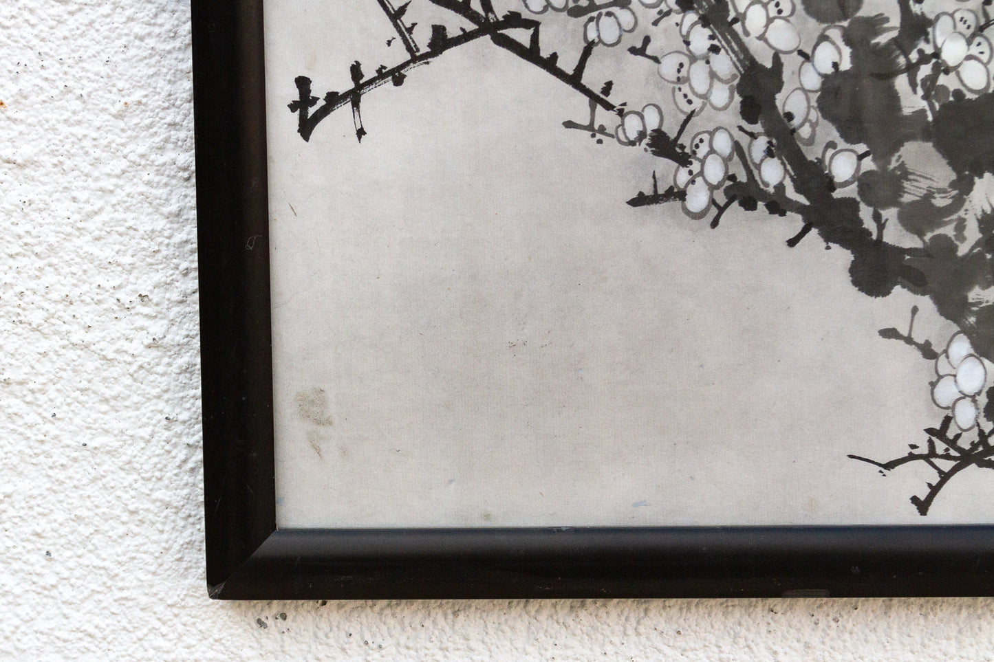Framed Vintage Chinese Ink Wash Plum Blossom Painting