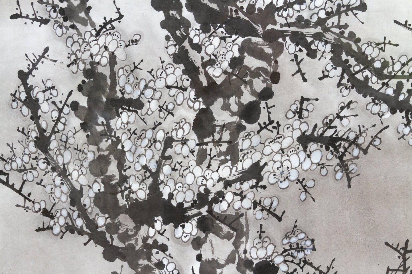 Framed Vintage Chinese Ink Wash Plum Blossom Painting