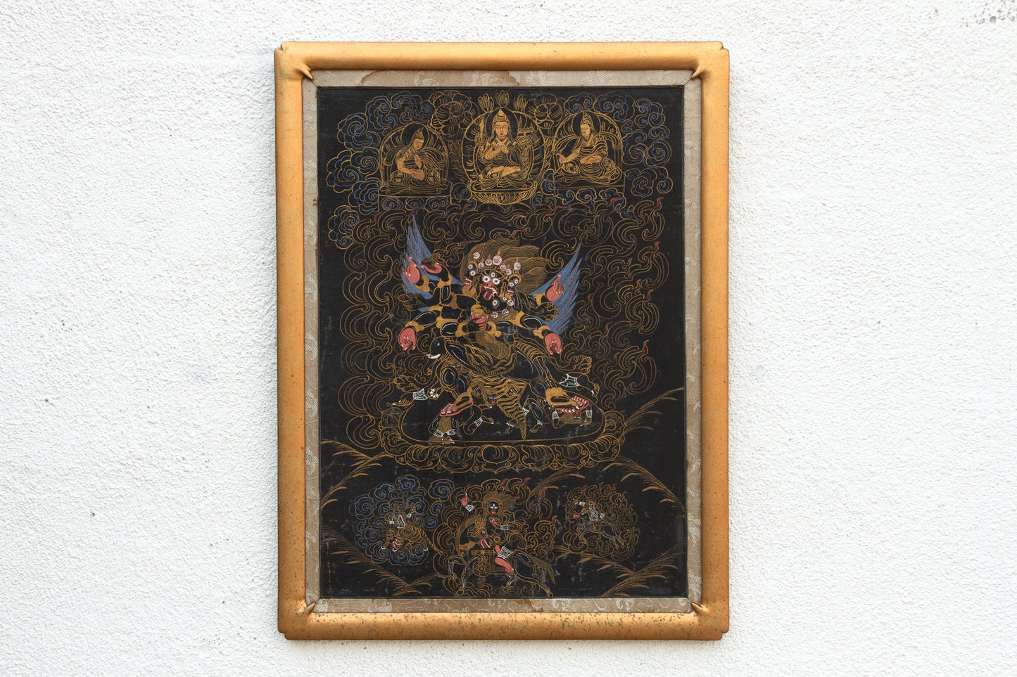 Framed Antique Tibetan Buddhist Thang Ka