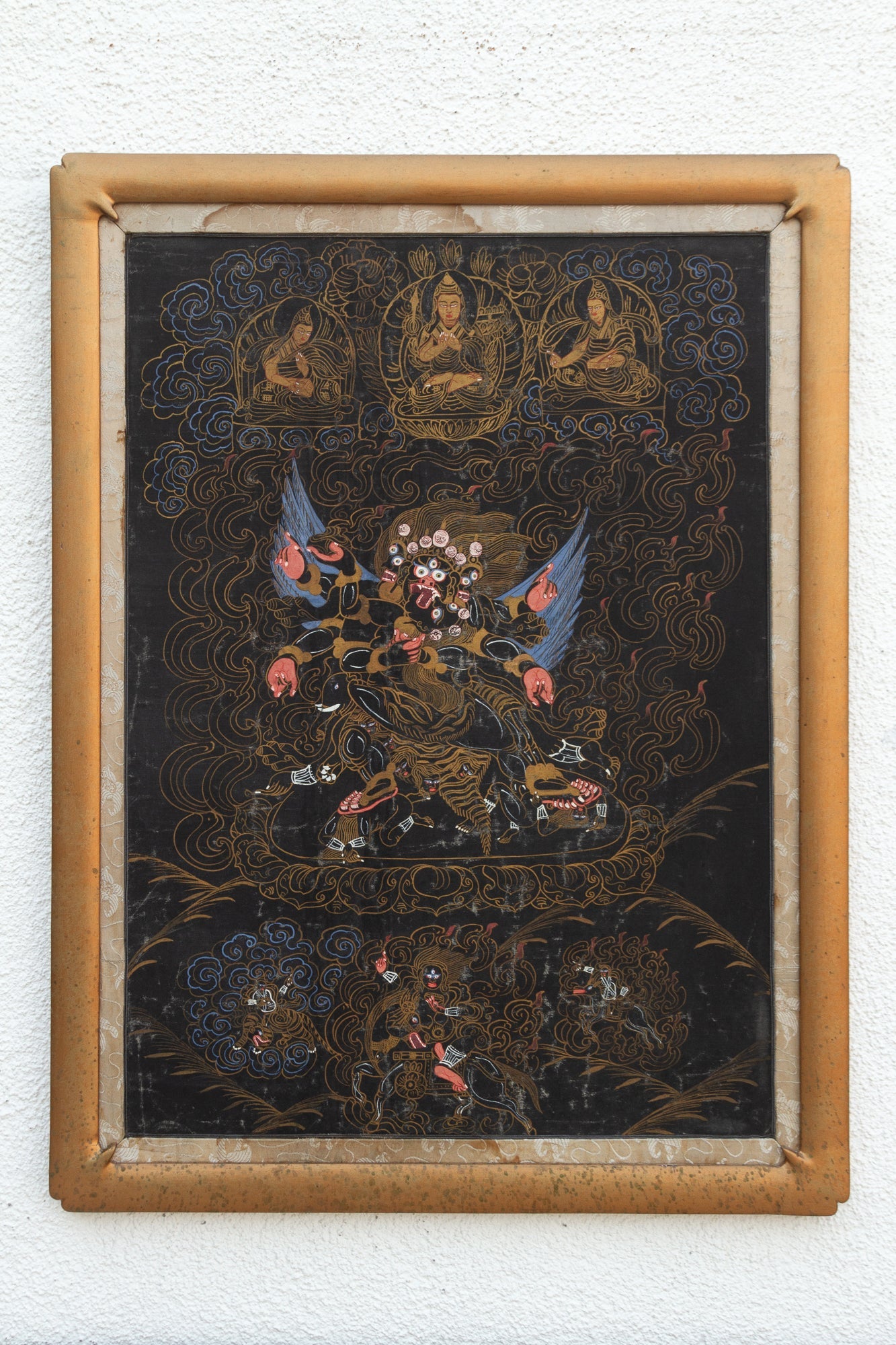 Framed Antique Tibetan Buddhist Thang Ka