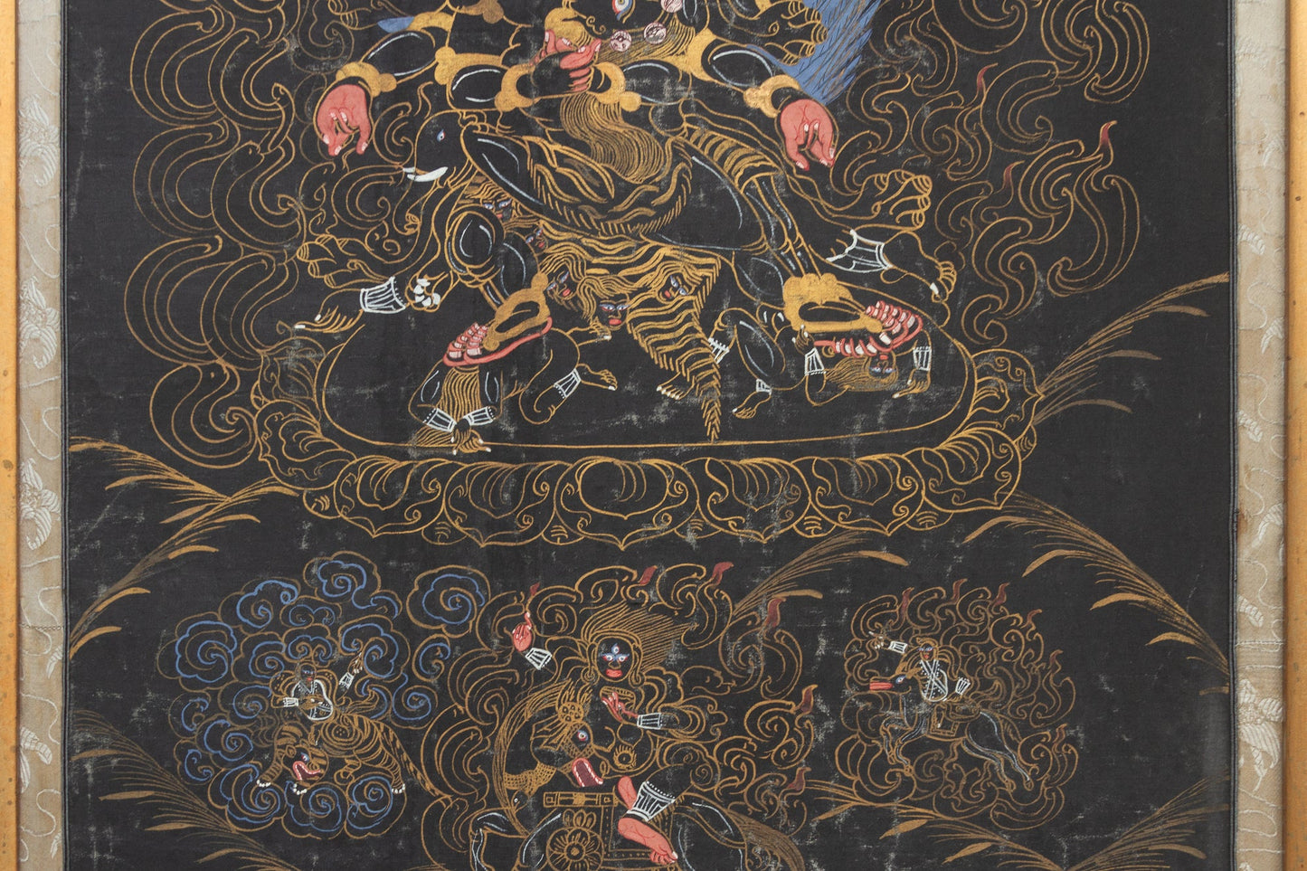 Framed Antique Tibetan Buddhist Thang Ka