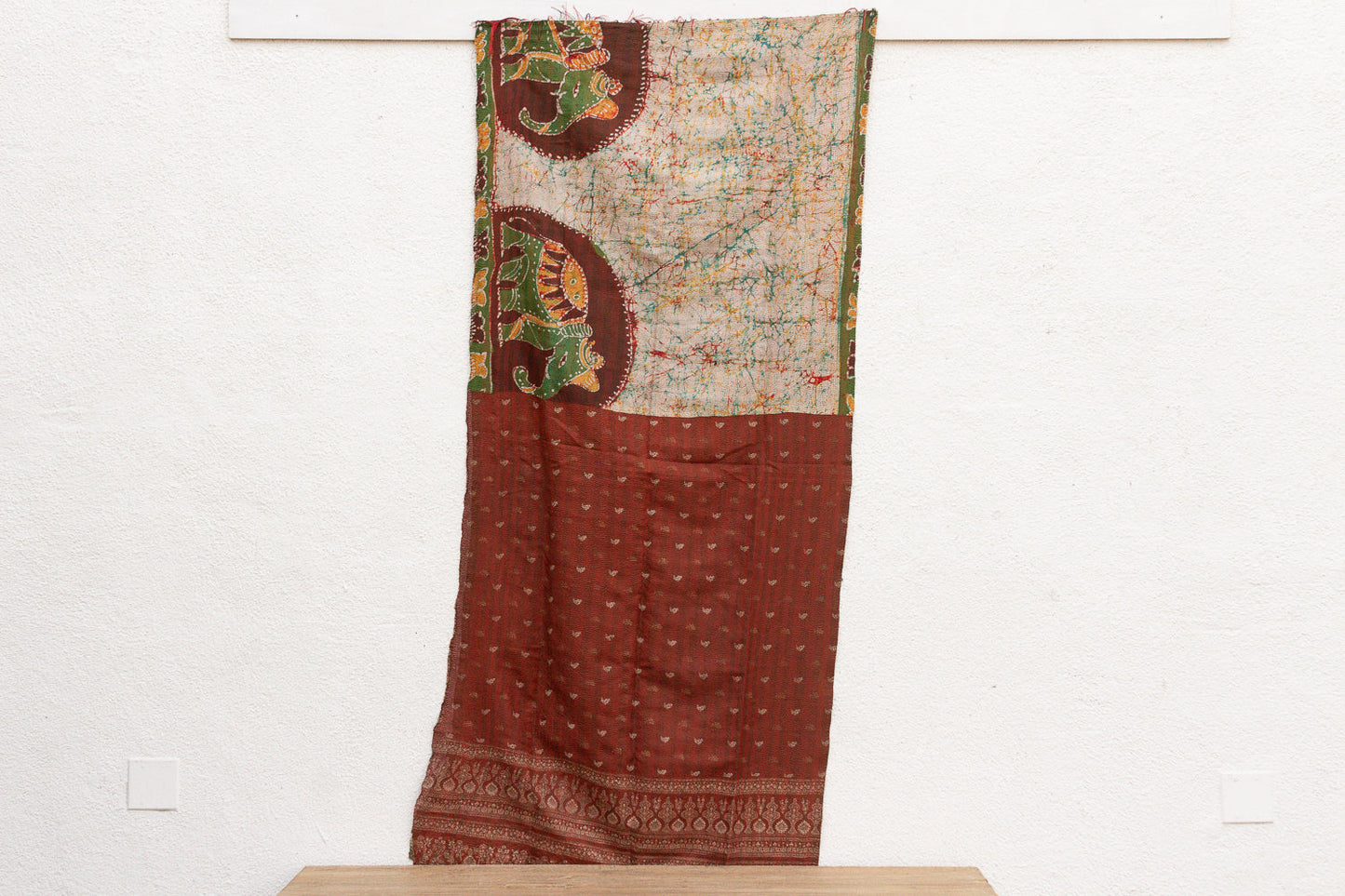 Vintage Desert Elephant Silk Kantha Reversible Throw